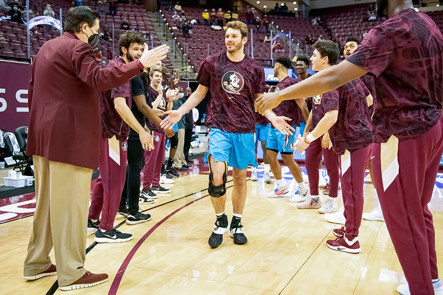 FSU basketball during pregame. Photo by Mike Olivella.