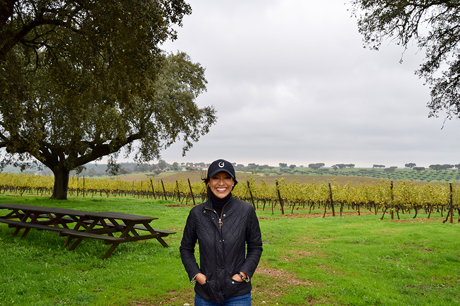 Mitchell visiting a wine estate. Courtesy photo.