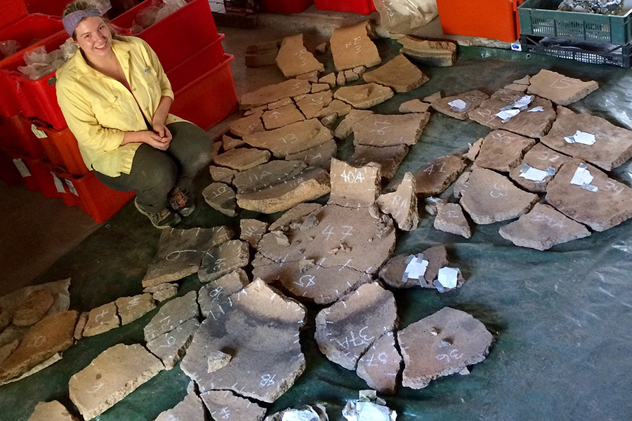 2015 – Kate Kaplan with parts of discovered Dolio A. Courtesy photo.