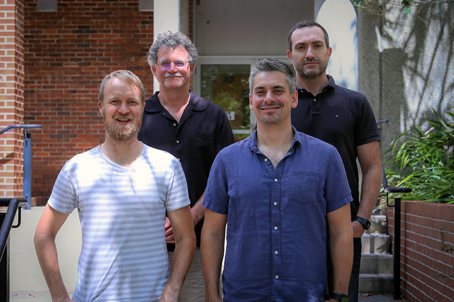 From left, Associate Professor Martin Bauer, Professor Richard Bertram, Assistant Professor Tom Needham and Assistant Professor Roberto Vincis.