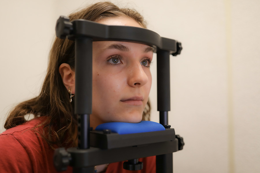 Students have access to the Language Processing and Eye Tracking Lab through the Linguistics Program. Photo by Devin Bittner