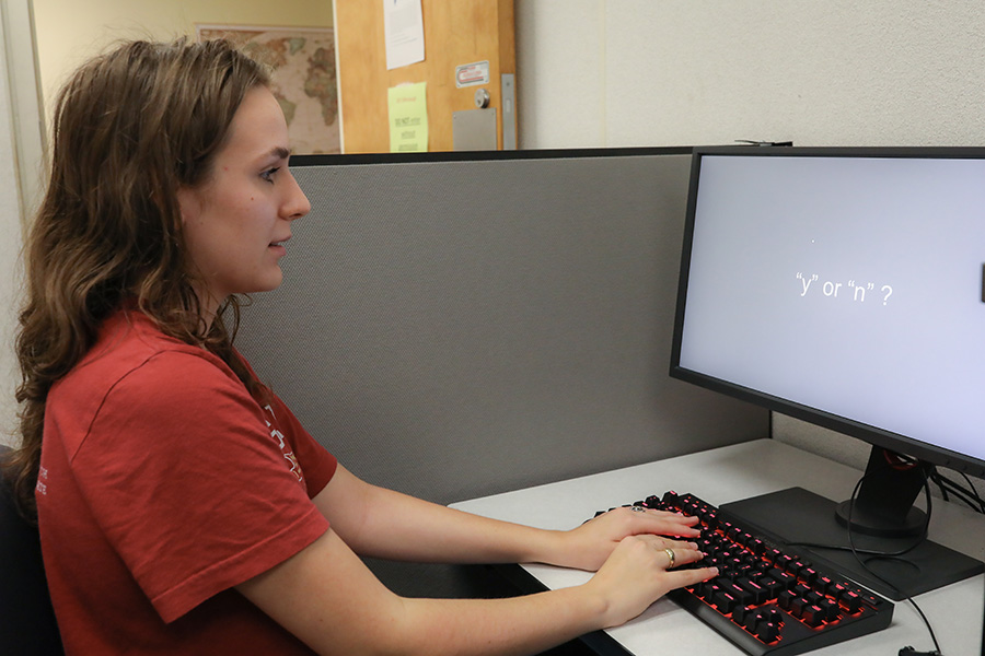 Students have access to the Language Processing and Eye Tracking Lab through FSU's Linguistics Program. Photo by Devin Bittner