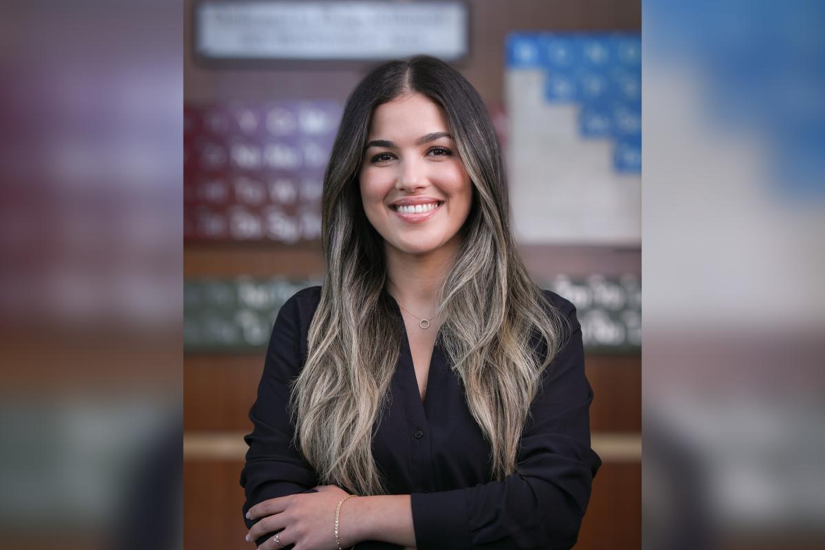 Azza Ben Akacha earned a doctorate in materials chemistry in Fall 2023. Photo by Devin Bittner.