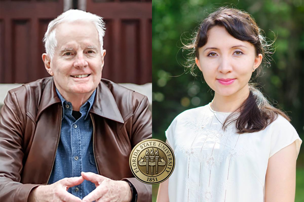 David Kirby, Robert O. Lawton Distinguished Professor of English and Assistant Professor of Composition Liliya Ugay.