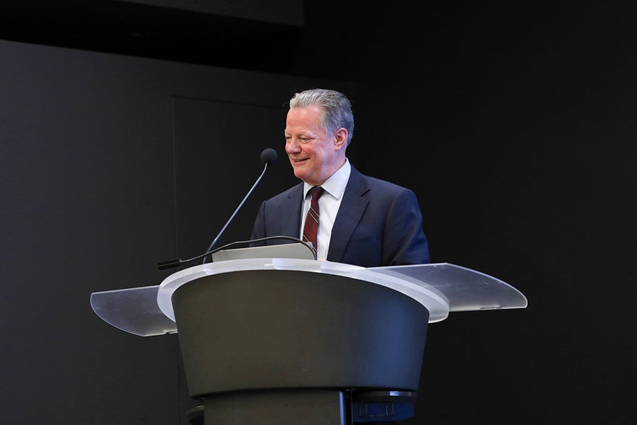 Dean Sam Huckaba delivers opening remarks.