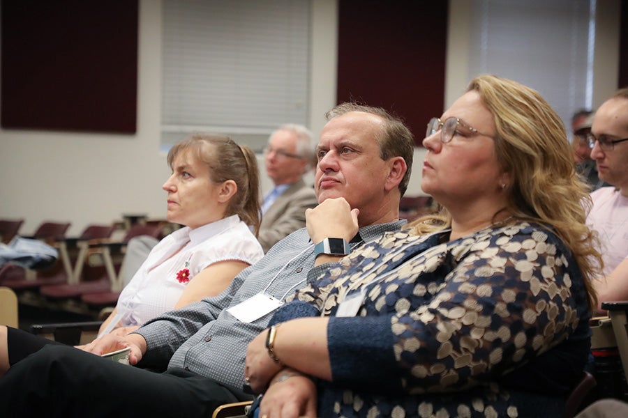 Participants attend the Second Joint Alabama-Florida Conference on Differential Equations, Dynamical Systems and Applications.