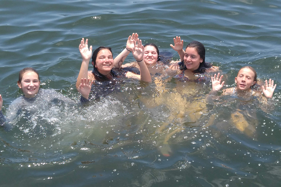 Students at Saturday-at-the-Sea camp pose while enjoying the waters off the coast of the FSU Coastal and Marine Lab in St. Teresa, Florida. Courtesy photo.