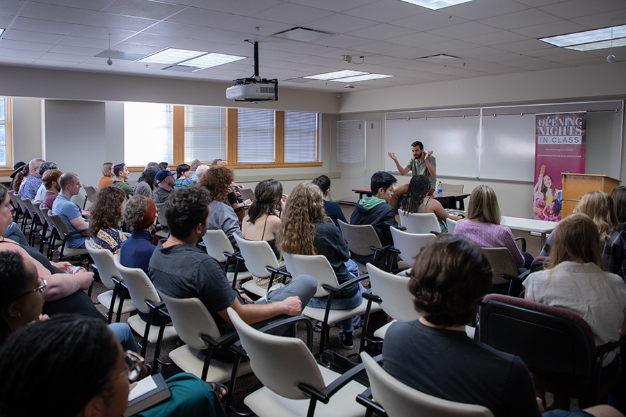 English department students and faculty listen during the open-forum event with poet Kaveh Akbar Oct. 23.