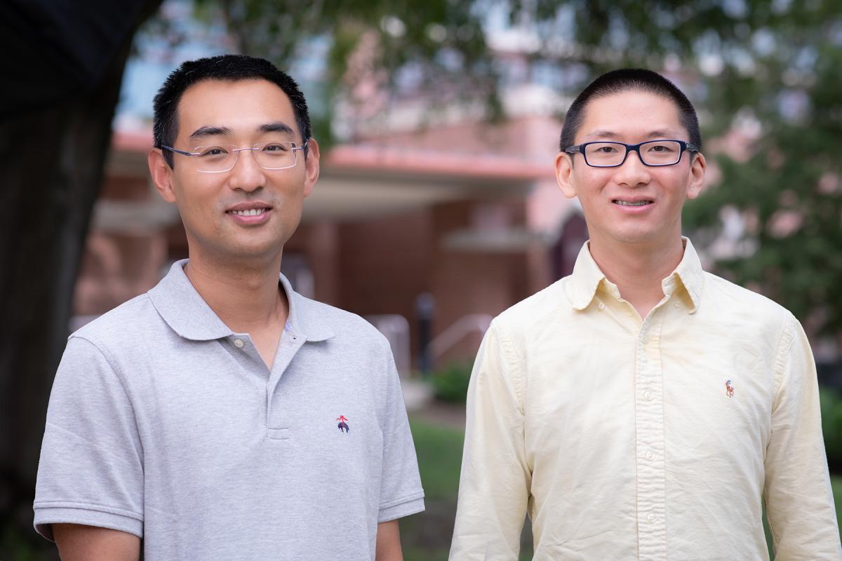 (From Left) Feng Bao, Timothy Gannon Endowed Associate Professor, and Zecheng Zhang, assistant professor of mathematics, will use their grants to to develop foundation models for artificial intelligence that benefit science. (McKenzie Harris)