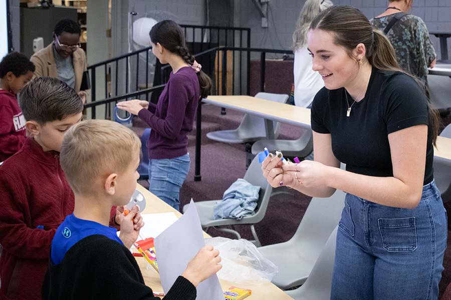 Young students participate in hands-on activities at the Saturday Morning Physics "Tour of the Universe" event on Oct. 5.