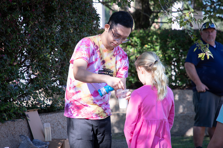 Physics meets arts as children and parents take part in the Saturday Morning Physics "Spin, Spin, Spin!" event on Oct. 12.