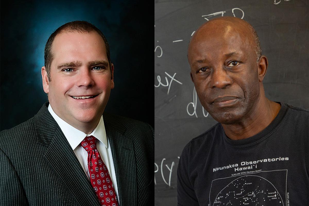 Jack Campbell, left, state attorney for Florida's Second Judicial Circuit, and Harrison Prosper, a distinguished FSU professor and one of the world’s foremost physicists
