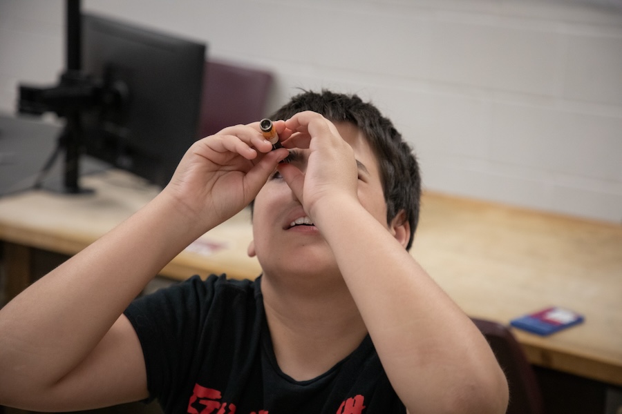 Middle school students complete hands-on activities during the Nuclear Medicine and Science Camp. Photo by Devin Bittner.