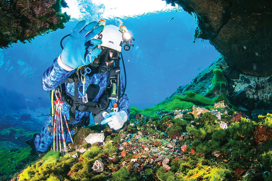 Underwater archaeology master's alumnus Shawn Joy holds an artifact collected while diving. Courtesy photo.