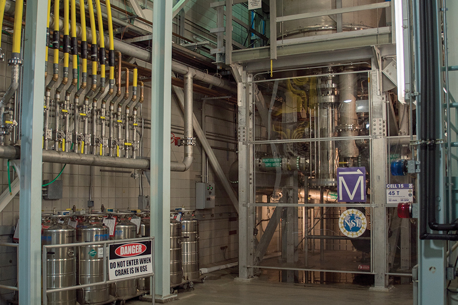 The 45 Tesla hybrid magnet at the National High Magnetic Field Laboratory. Photo by Stephen Bilenky.