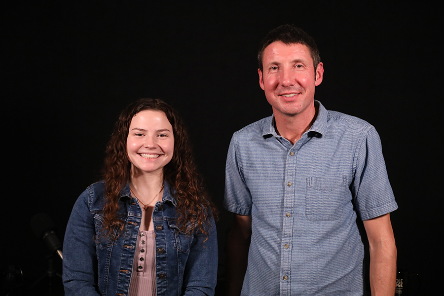 Under the mentorship of associate professor of psychology Aaron Wilber (right), second-year doctoral student Emily Salvador (left) investigates the relationship between sleep quality and Alzheimer's disease,  a progressive form of dementia affecting one in 13 people ages 65 to 84 according to the National Institute on Aging. Photo by Devin Bittner.