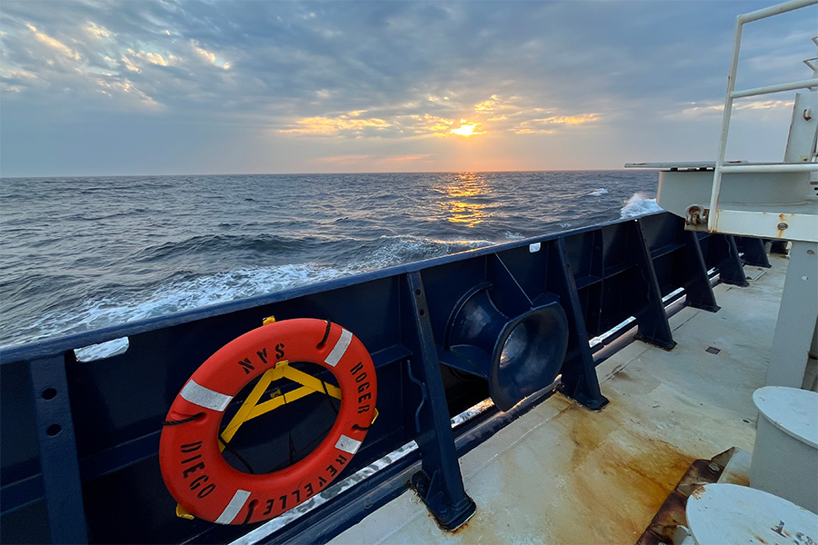 Sunset from the deck of the R/V Roger Revelle. 