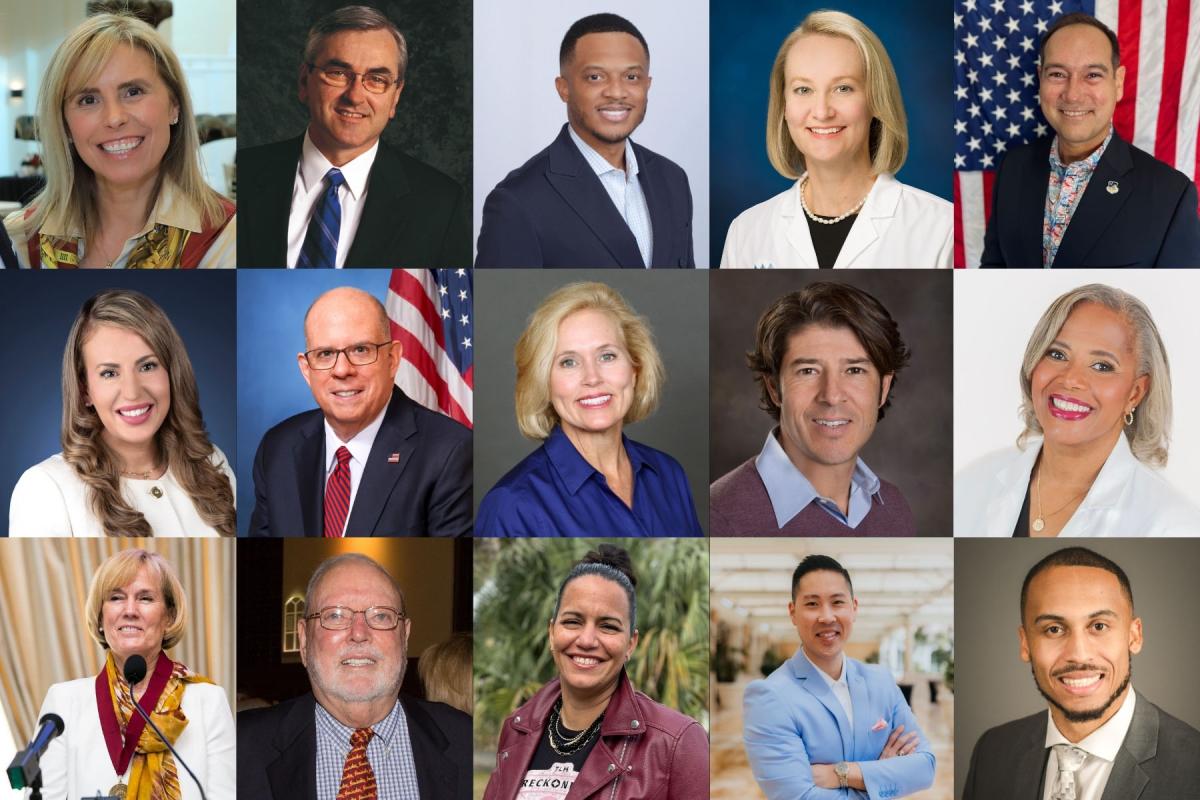 (Top) Jennifer Collins, Bob Sasser, Terrence Williams Jr., Leslie Webber and James “Chef” Barlow. (Middle) Lauren Albaum, Larry Hogan, Mary Katherine “Cricket” Mannheimer, Eduardo Pérez and Andrea Friall. (Bottom) Delores Spearman, Guy Spearman, Ashlee Fontes, Zach Heng and Kenneth Cagnolatti.