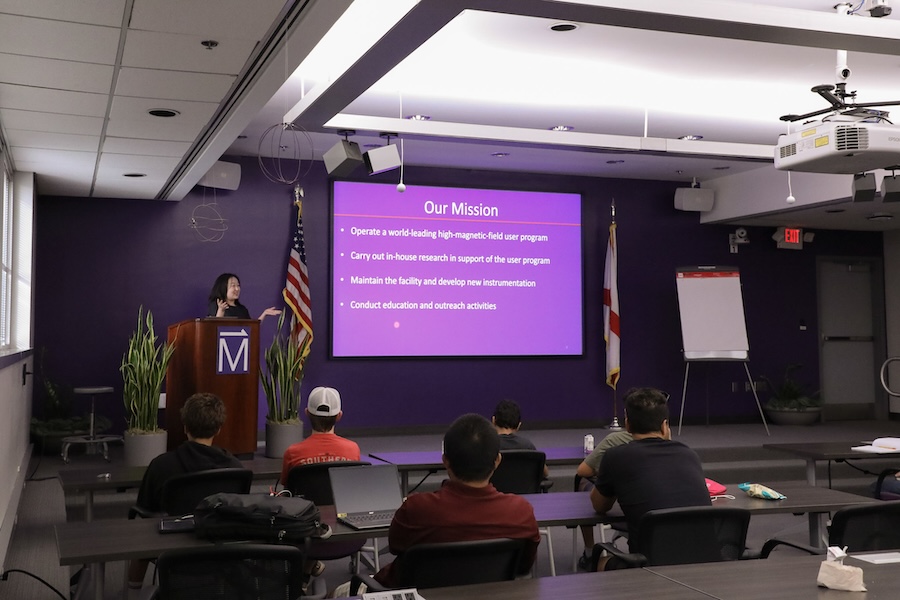 Families participate in the Saturday Morning Physics event on Oct. 4 at the National High Magnetic Field Laboratory, titled "Exploring the World of Quantum Materials and Optics."