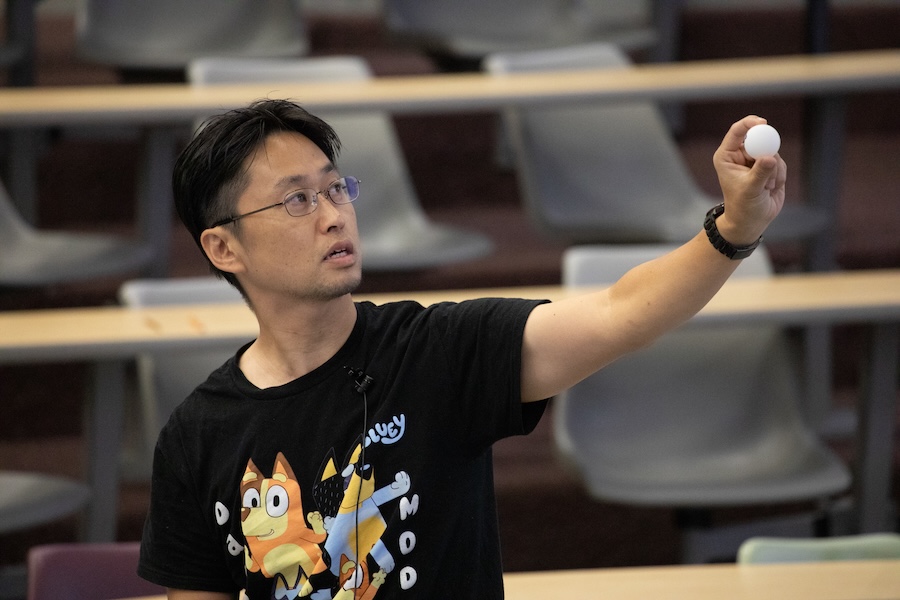 Students participate in the Saturday Morning Physics event on Oct. 18, titled "Smashing Atoms to Size Up the Universe."