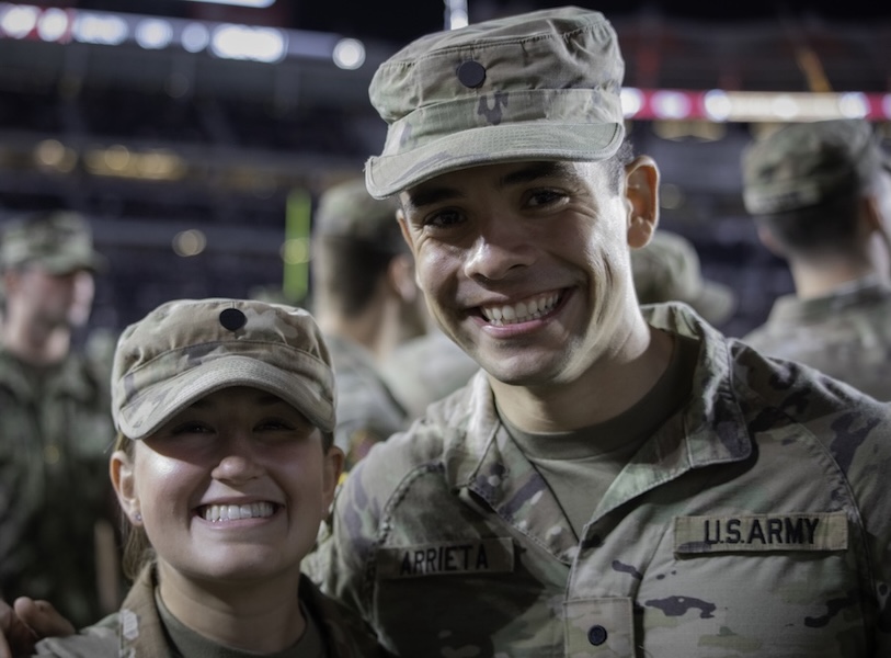 FSU Army ROTC cadets pose for a photo at the 2025 Military Appreciation Game. Photo by Carly Nelson.