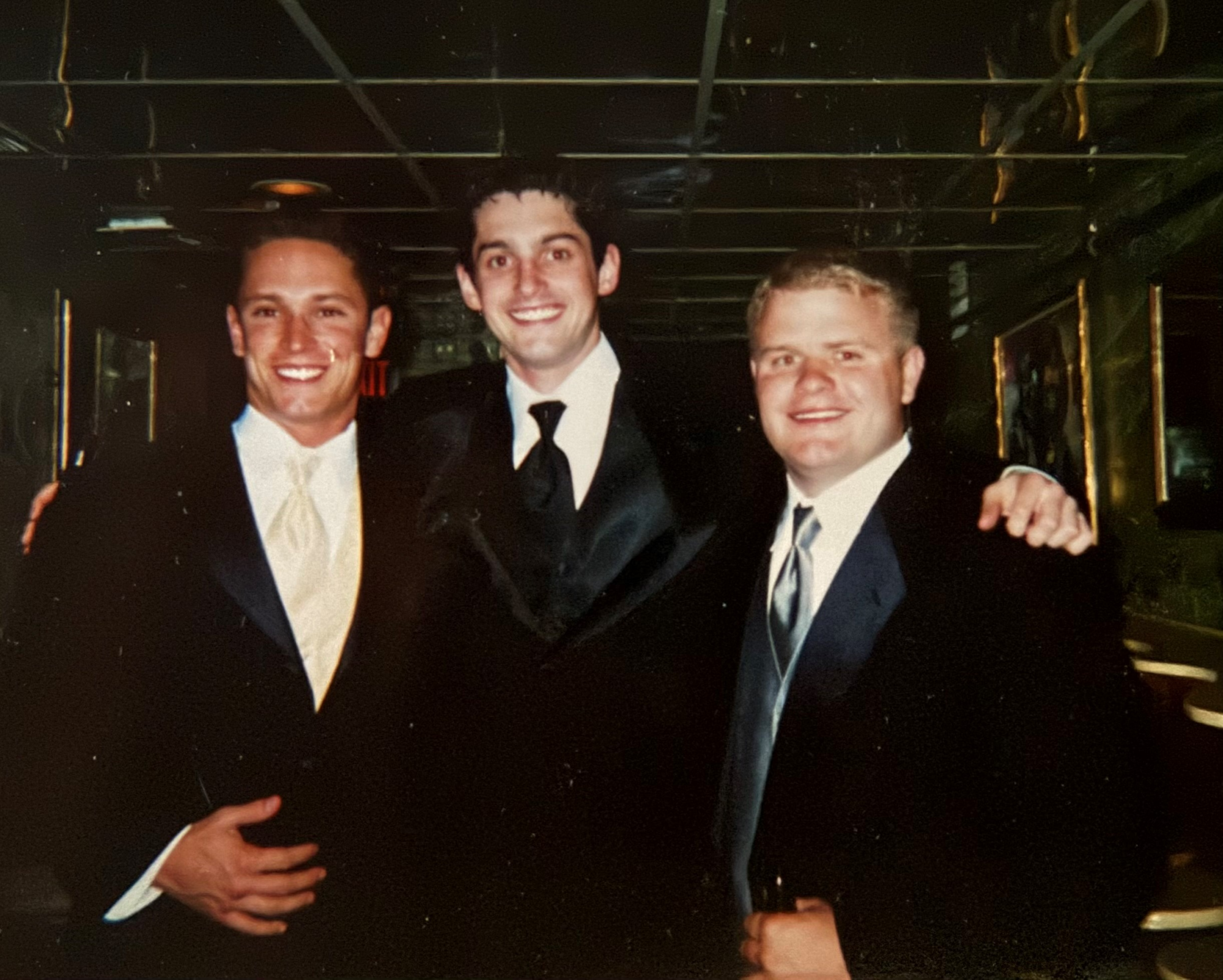 Tim Stutz participates in the 2003 Dance Marathon fundraiser with classmates Kyle Maxson (Class of 2003) and Eric Nagel (Class of 2004). Courtesy photo.