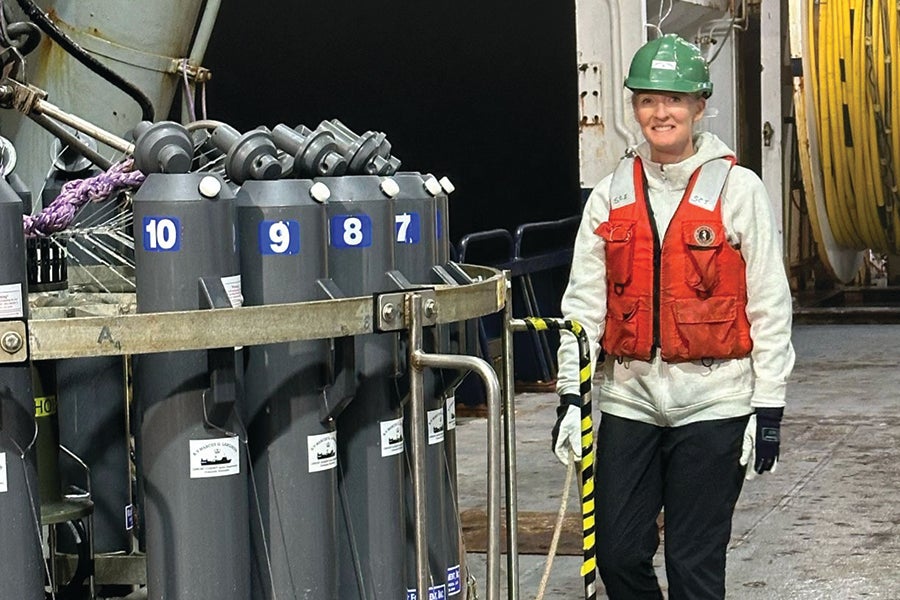 Olivia Mason on the R/V Marcus G. Langseth off the coast of Namibia, Africa. Courtesy photo.