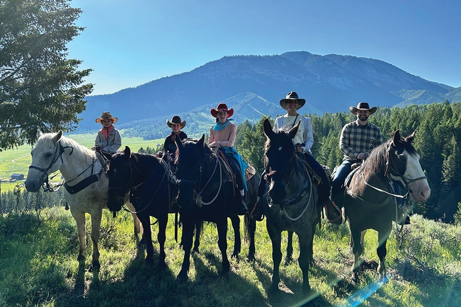 Tim Stutz with his wife and three children during a visit to Jackson Hole, Wyoming. Courtesy photo.