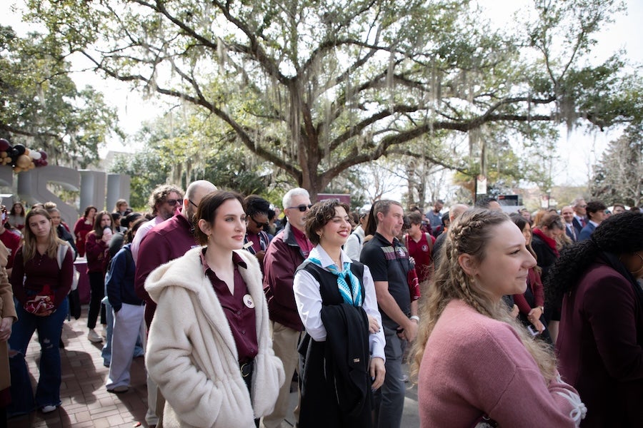 Faculty, staff, and students join the festivities at FSU's 175th Anniversary Celebration. Photo by Devin Bittner.