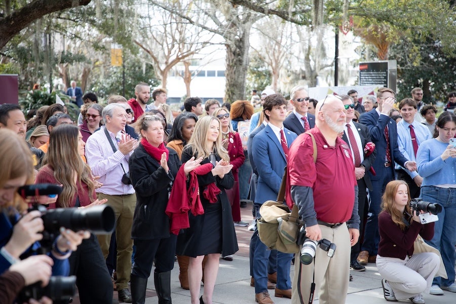 Faculty, staff, and students join the festivities at FSU's 175th Anniversary Celebration. Photo by Devin Bittner.