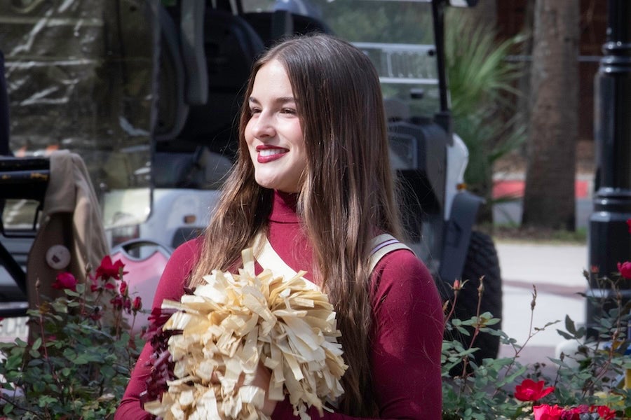 The FSU Cheerleading Squad takes part in FSU's 175th Anniversary Celebration. Photo by Carly Nelson.
