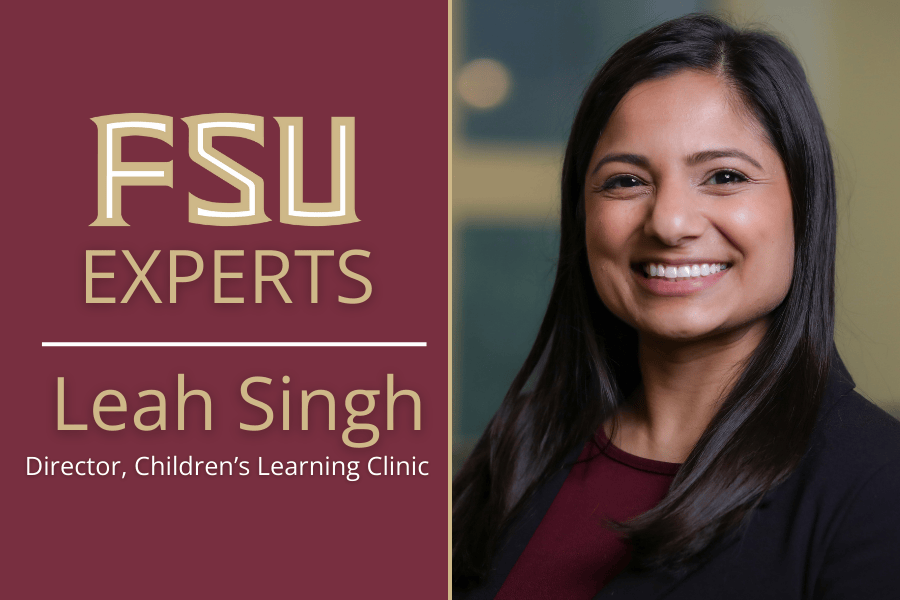 Leah Singh next to the FSU Experts logo mark