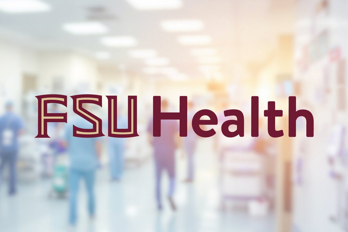 FSU health logo mark over health center photo