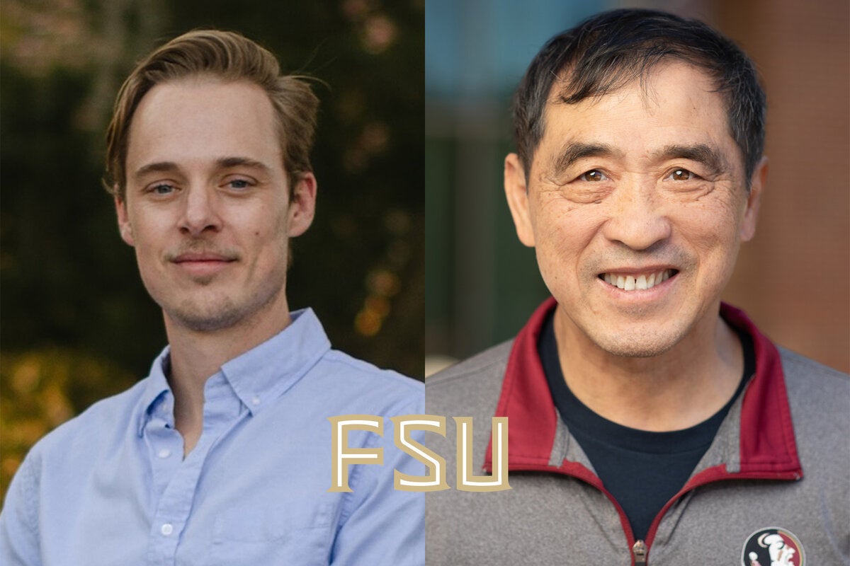 From left, Michael Secor, a recent doctoral graduate in meteorology from FSU’s Department of Earth, Ocean and Atmospheric Science, and Professor Ming Cai
