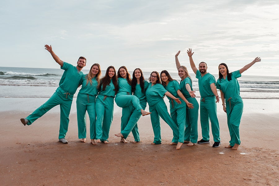 Olivia Foley and classmates at FSU’s Daytona Beach Regional Medical School Campus. Courtesy photo.