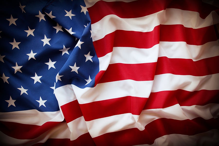 American flag up close