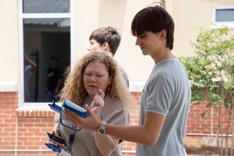 Teacher Denise Newsome assists a student during the 2026 Nuclear Medicine and Science Camp at Mosley High School in Lynn Haven, Florida. Photo by Carly Nelson. 