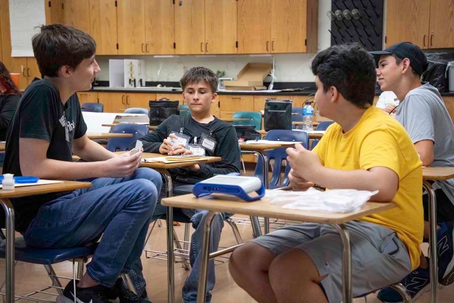 Middle school students complete group activities during the 2026 Nuclear Medicine and Science Camp at Mosley High School in Lynn Haven, Florida. Photo by Carly Nelson.