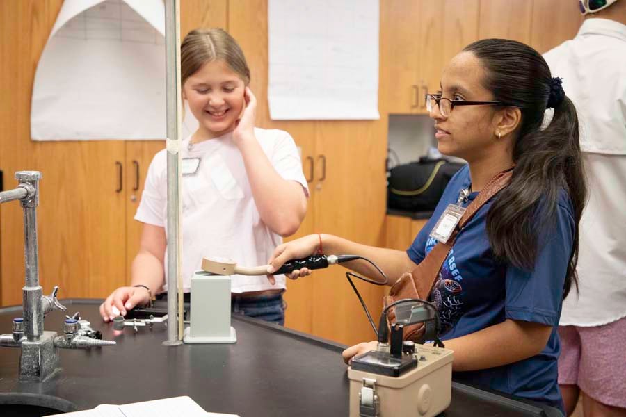 Middle school students use Geiger counters during the 2026 Nuclear Medicine and Science Camp at Mosley High School in Lynn Haven, Florida. Photo by Carly Nelson.