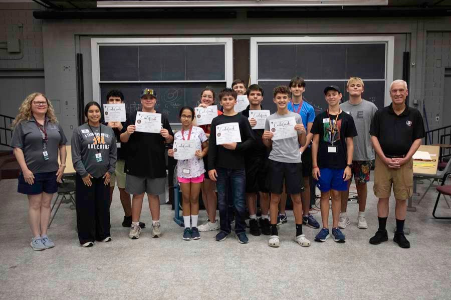 Students pose with their certificates at the FSU Department of Physics to conclude the 2026 Nuclear Medicine and Science Camp. Photo by Carly Nelson.