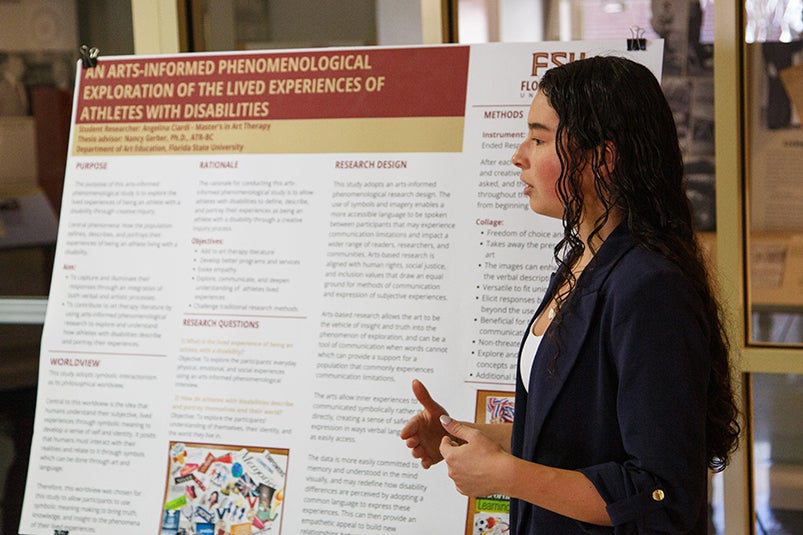 Master’s student Angelina Ciardi shares her research exploring the arts and athletes with disabilities at the Arts-Health-Humanities Symposium VI