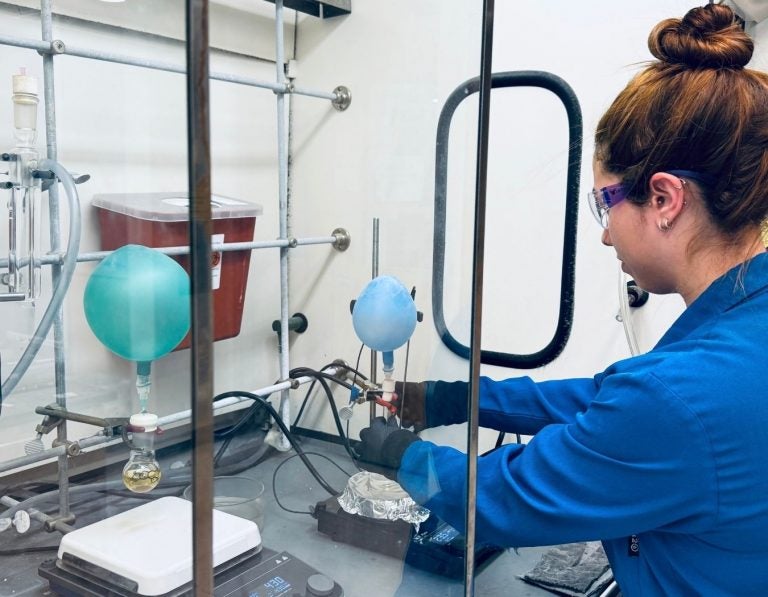 Ana Julia Ferrugini Souza in the lab.