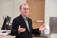 Nobel laureate Randy Schekman lecturing at the Department of Biological Science.