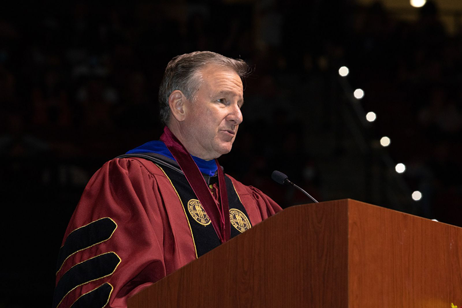 President Richard McCullough speaks at Spring 2022 commencement.