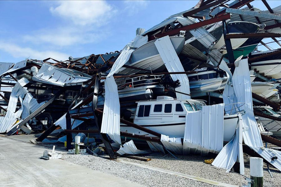 An Englewood boathouse on the coast of the mainland by Palm Island is destroyed by Hurricane Ian. 