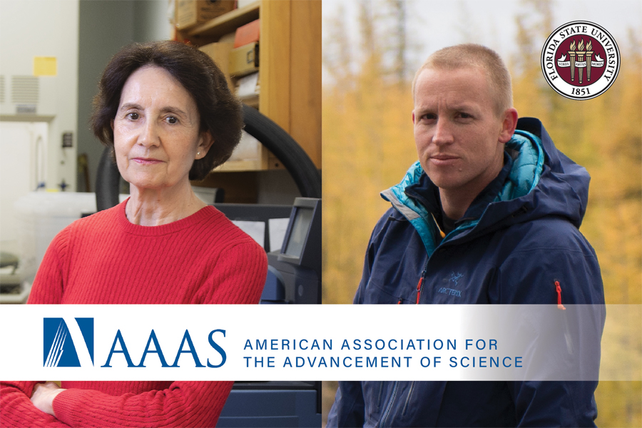 A graphic of Alamo and Spencer's photos side by side with an AAAS banner across the bottom of the graphic. 