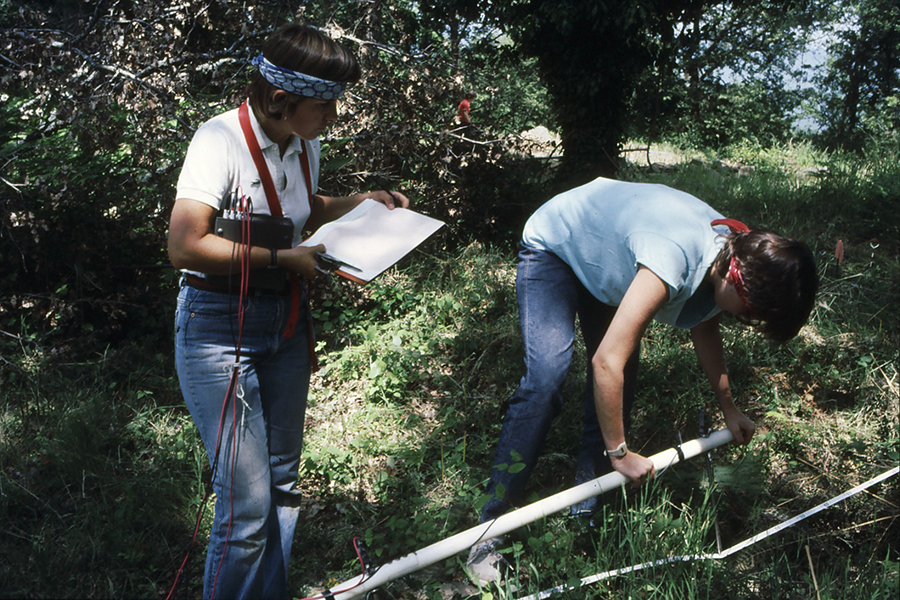 1984 – Rochelle Marrinan and a colleague working near the excavation site. Courtesy photo.