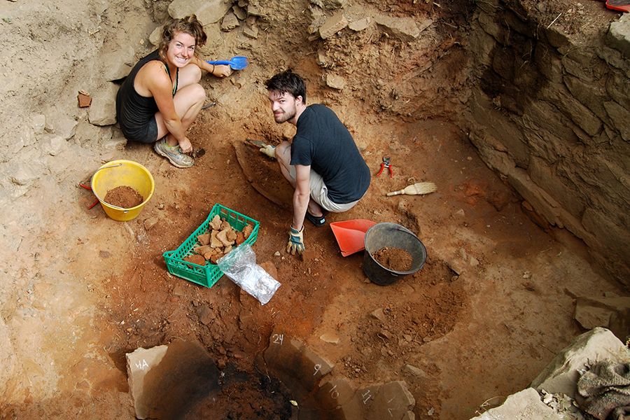 2011 – David Pickel and Morgan Hurley dig a Dolio at one of the sites. Courtesy photo.