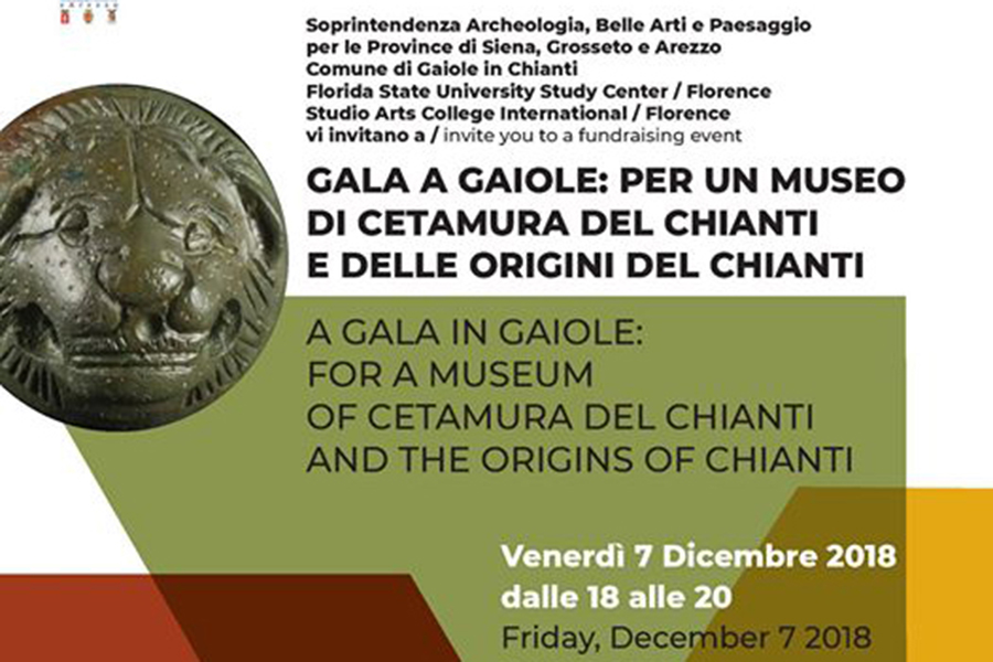 2018 – Poster for the Gala in Gaiole fundraising event, held in December 2018. Courtesy photo.