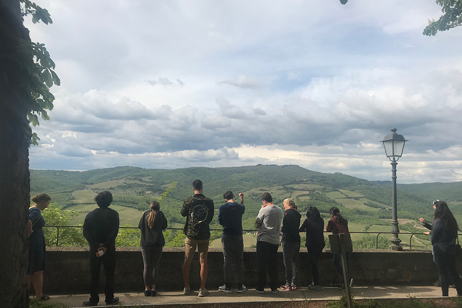 2019 – The crew with a view of Italy. Courtesy photo.